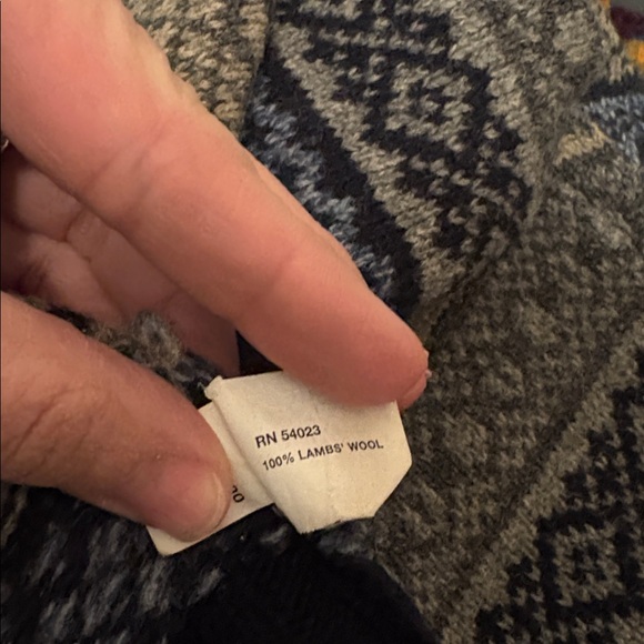 Vintage Men’s Gap Fair Isle Blue Gray Nordic Crew Neck Sweater Size Large 90s L - Picture 8 of 8